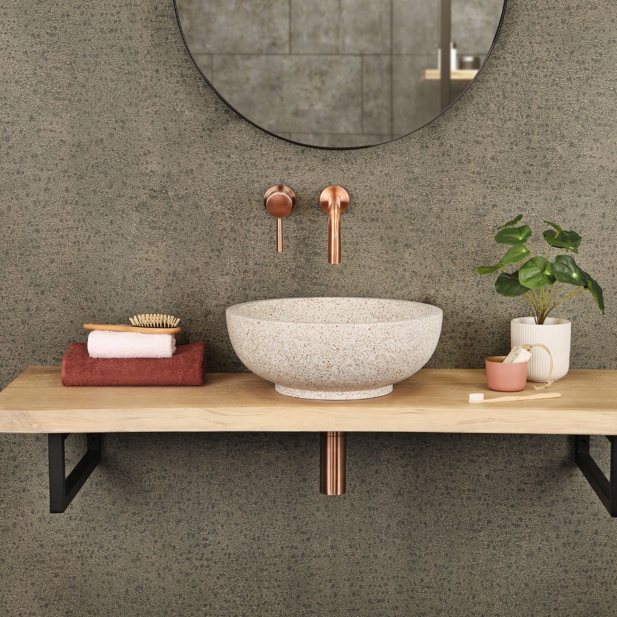 Waskom - Ø 40 Cm - Terrazzo Bruin/Beige