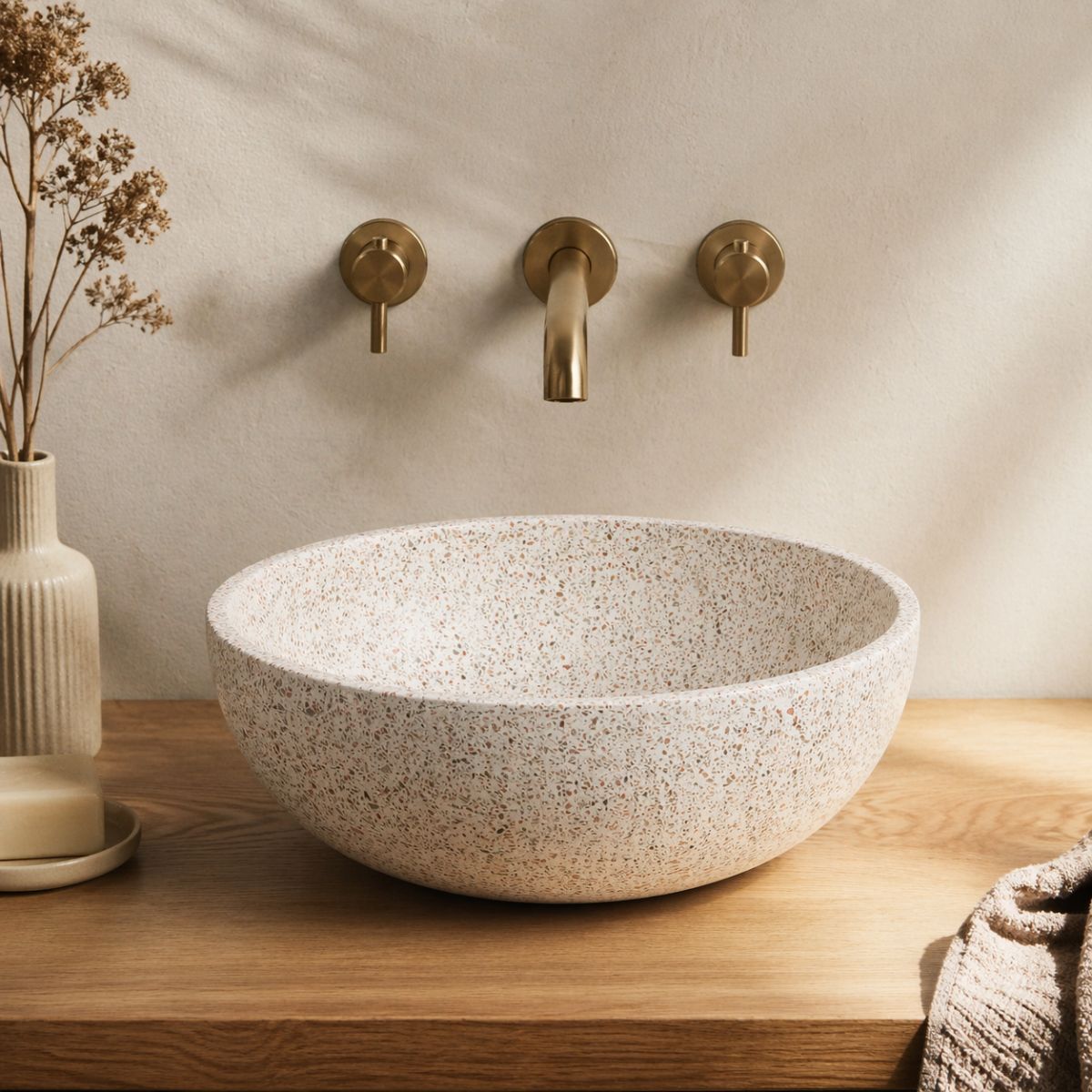 Waskom - Ø 40 Cm - Terrazzo Bruin/Beige