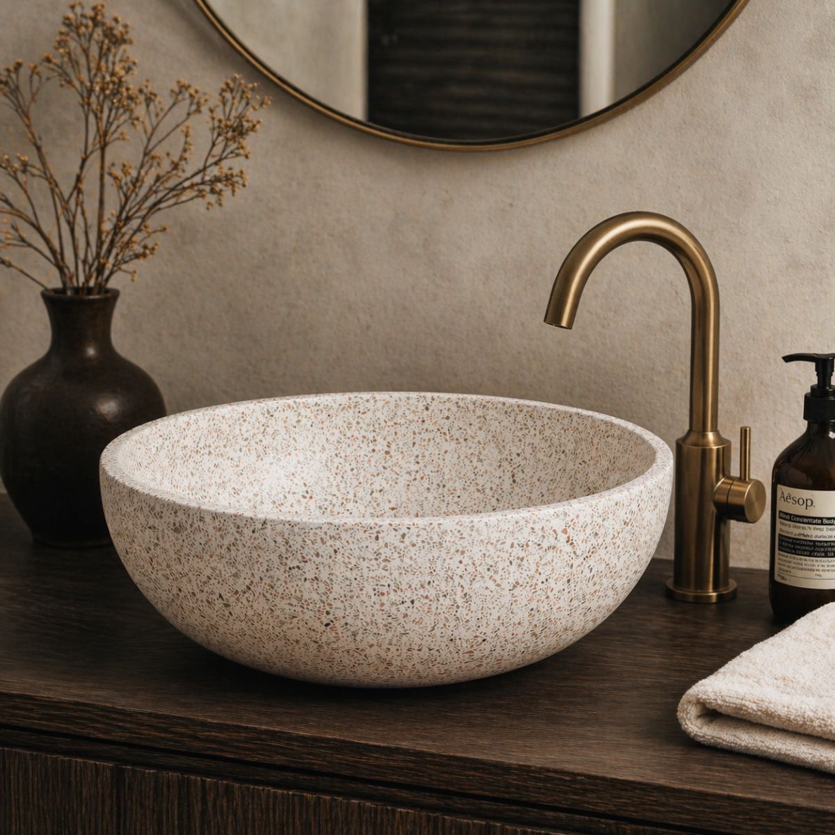 Waskom - Ø 40 Cm - Terrazzo Bruin/Beige