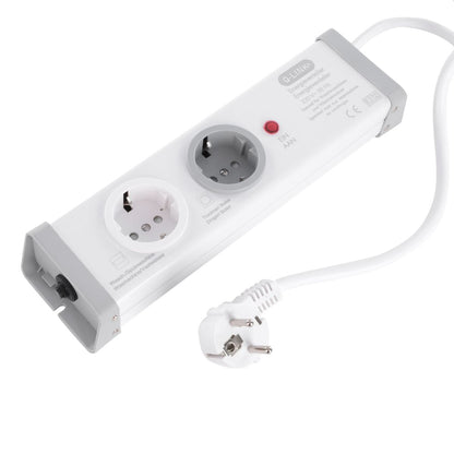 Stekkerdoos - 2-Voudig - Randaarde - Was/Droog - 3 X 1.5 Mm² - 1.5 M - Wit/Grijs