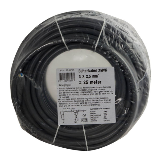Buitenkabel - Xmvk - 3 X 2.5 Mm² - 25 M - Grijs