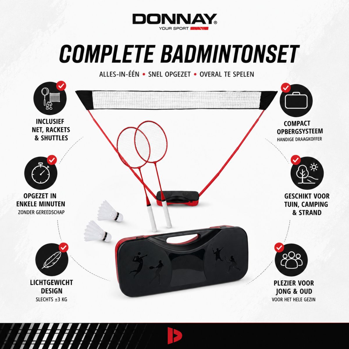 Badmintonset 5Pcs Mt/Pp
