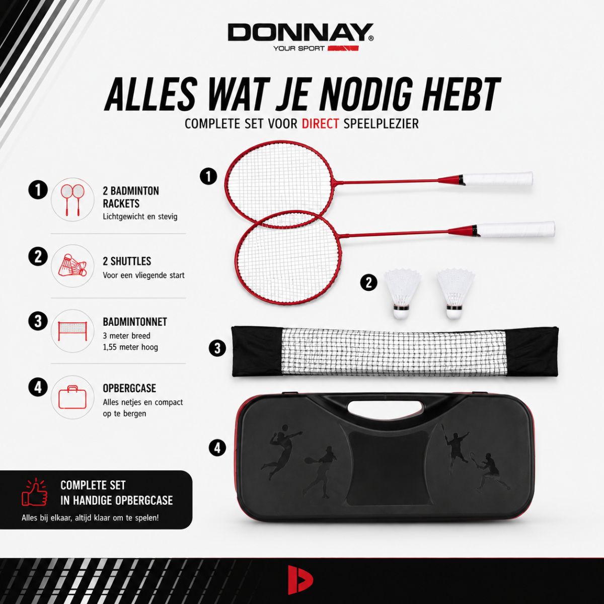 Badmintonset 5Pcs Mt/Pp