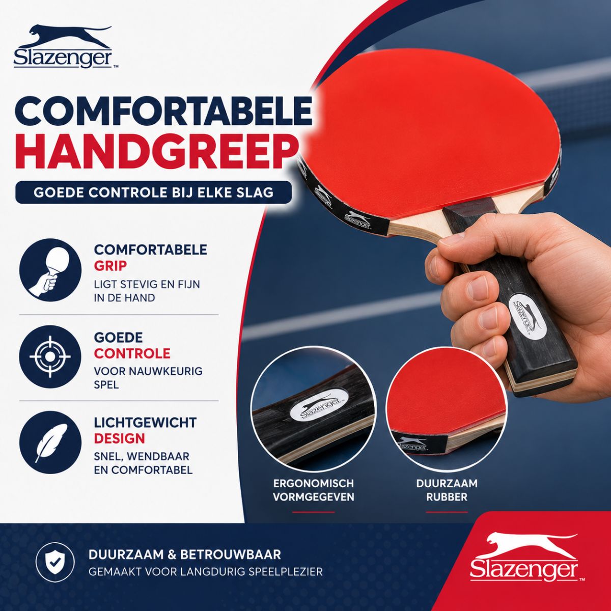 Slazenger Tafeltennisset - 6-Delig - 2 Bats - 3 Ballen - Opbergtas