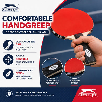 Slazenger Tafeltennisset - 6-Delig - 2 Bats - 3 Ballen - Opbergtas