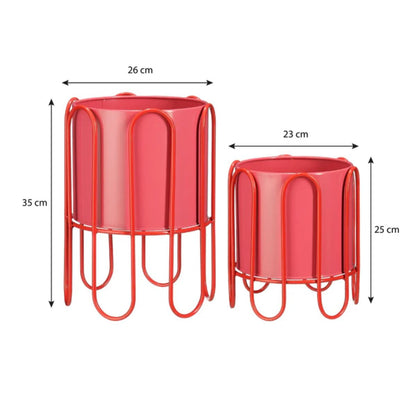 Dione Pot Round Red Set Of 2 - H35Xd25,5Cm
