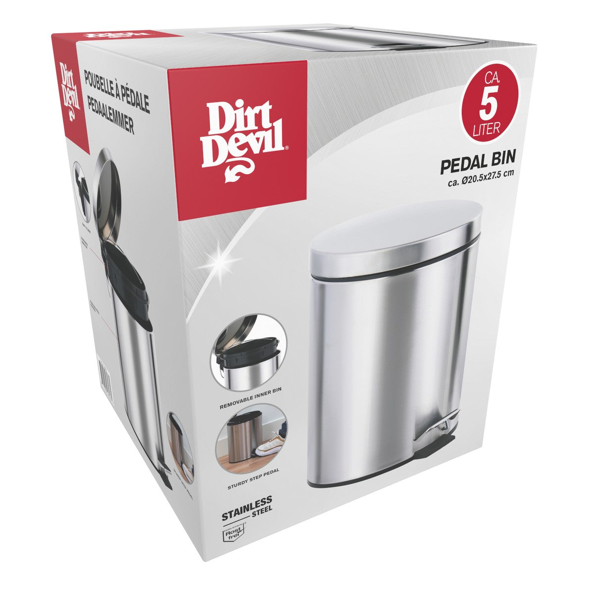 Pedal Bin 5L Satin Finish