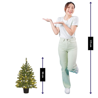 Nagoya Potted Artificial Christmas Tree With Led Lights - H90 X Ø55 Cm - Green