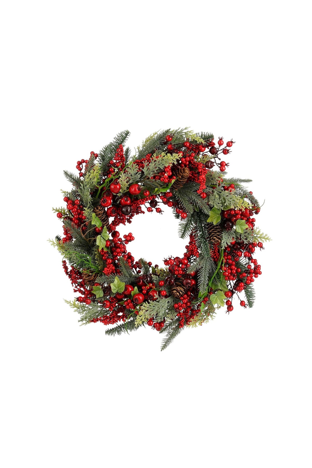 Norah Christmas Wreath With Pinecones - H13 X Ø50 Cm - Red