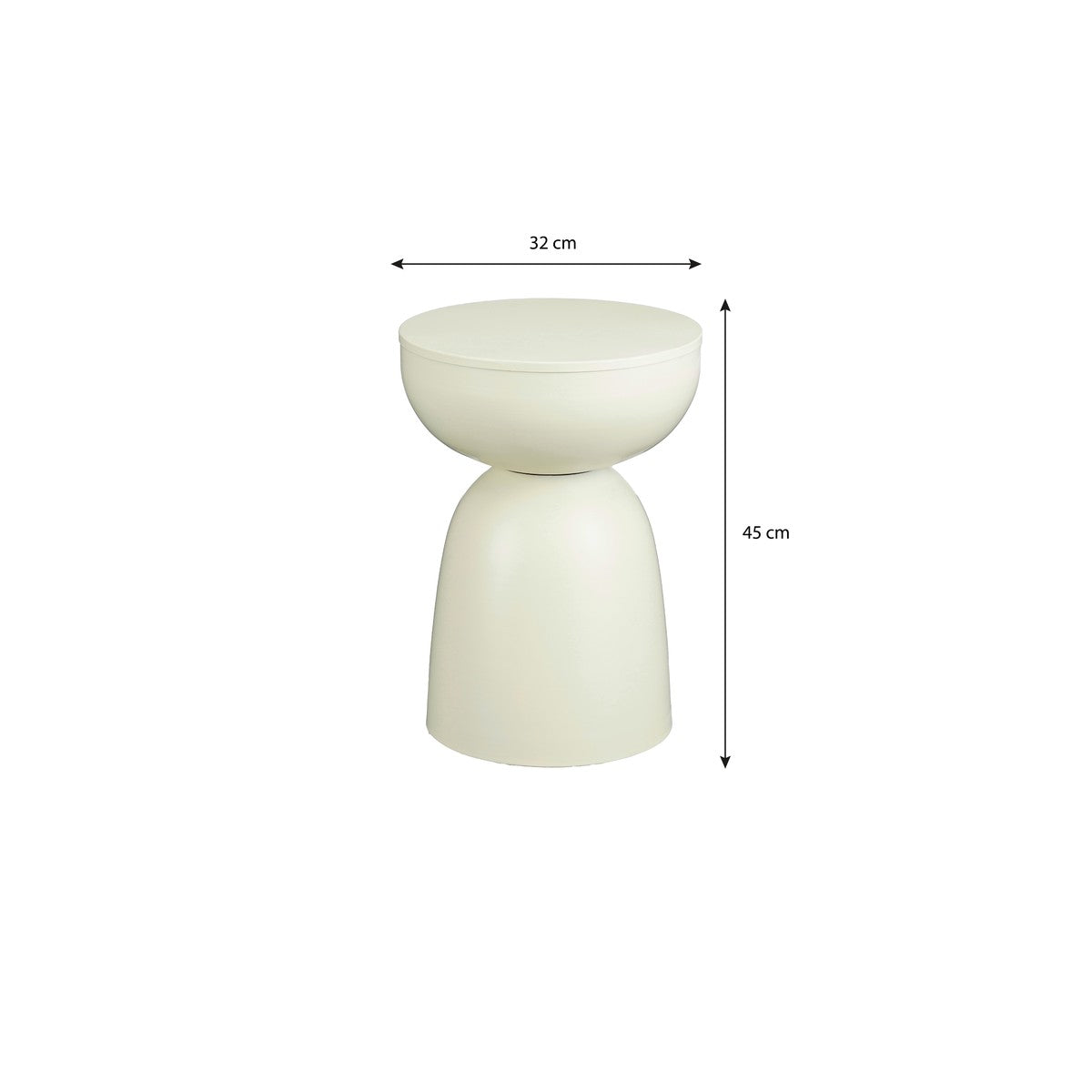 Elliot Bijzettafel - H45 X Ø32 Cm - Ijzer - Off-White