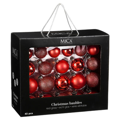 Christmas Baubles Set - 42 Pieces - Ø7 Cm - Red