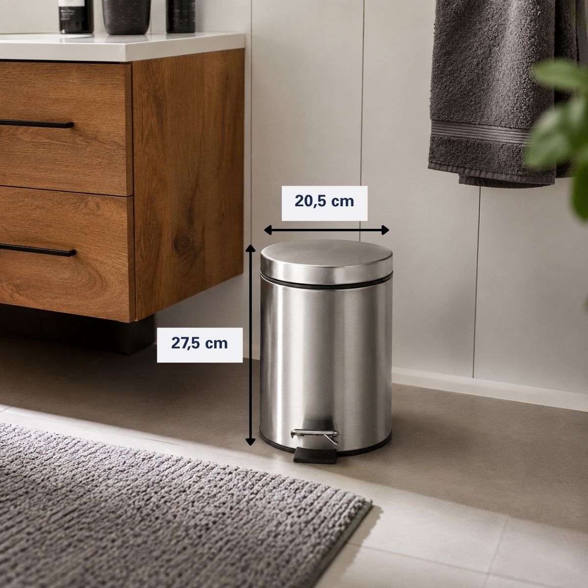 Pedal Bin 5L Satin Finish