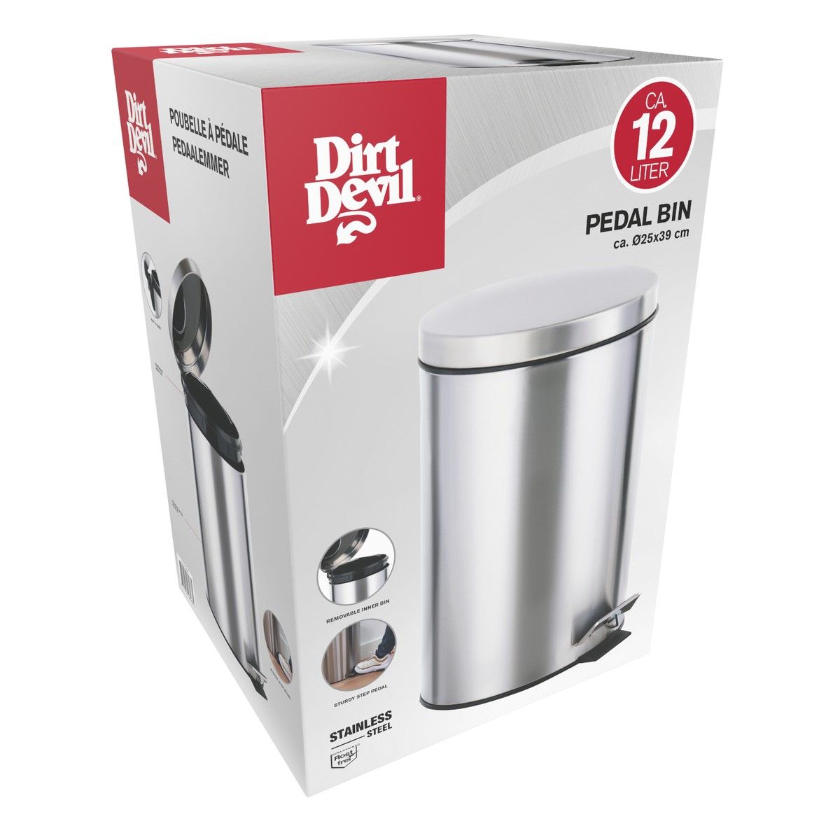 Pedal Bin 12L Satin Finish