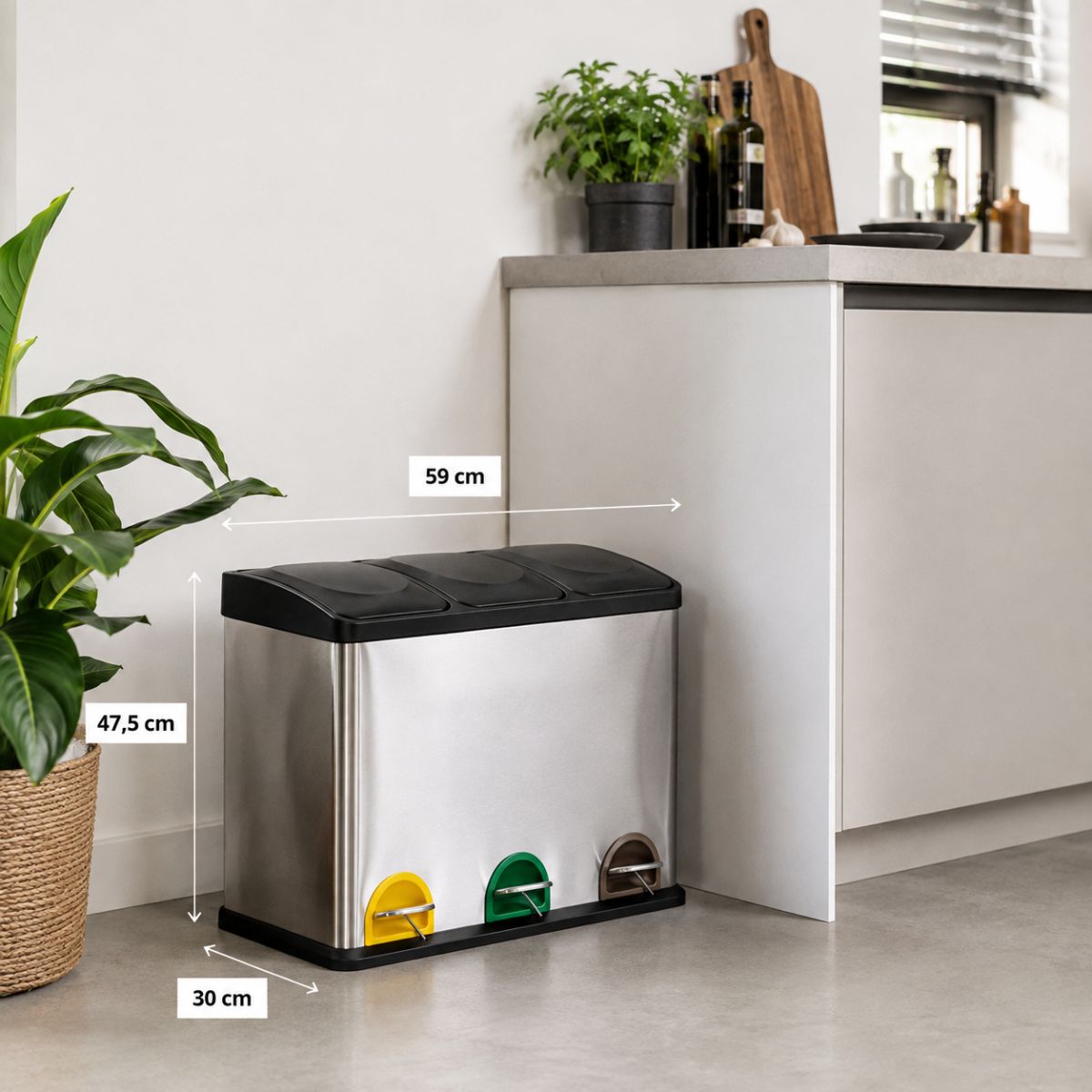 Pedal Bin 3X15L 4Pc