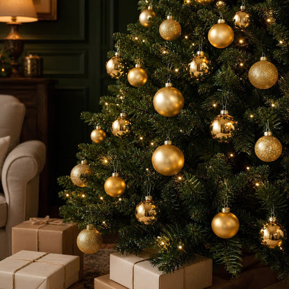 Christmas Baubles Set - 42 Pieces - Ø7 Cm - Gold