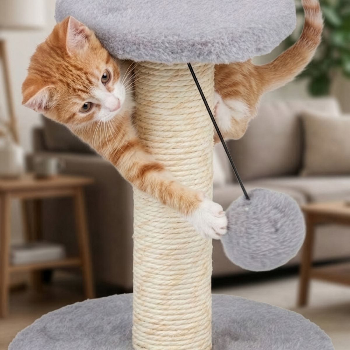 Cat Scratching Tree Grey Pes/Sis/Mdf