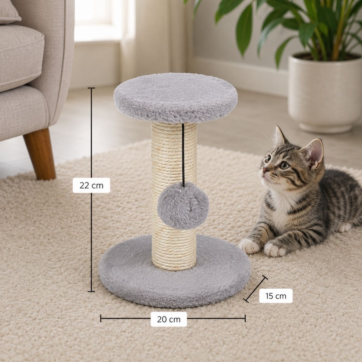 Cat Scratching Tree Grey Pes/Sis/Mdf
