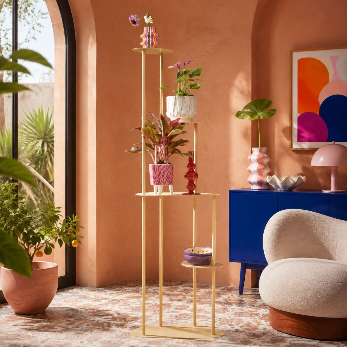 Fonda Plant Stand L. Yellow - L47,5Xw27Xh140Cm