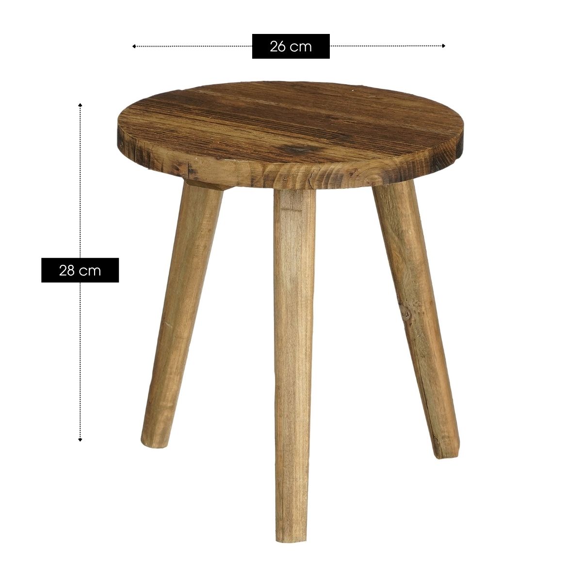 Bold Side Table Recycled Wood Brown - H28Xd26Cm