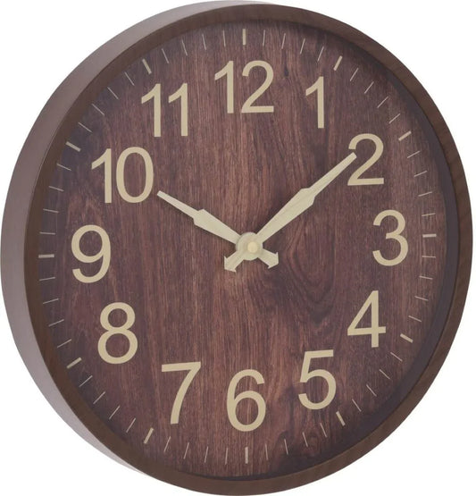 Wandklok - Donkerbruin - Houtlook - 30Cm