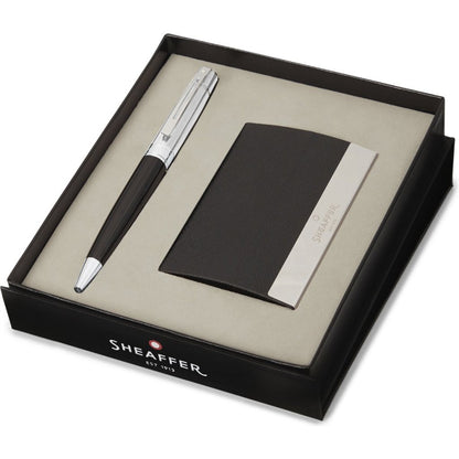 Sheaffer Sf-G2931451-3 Balpen 300 M Giftset Glossy Black Chrome Plated + Visitekaarthouder