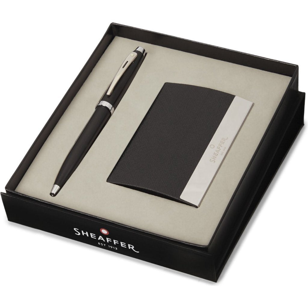 Sheaffer Sf-G2931751-3 Balpen 100 M Giftset Matt Black Nickel Plated + Visitekaarthouder