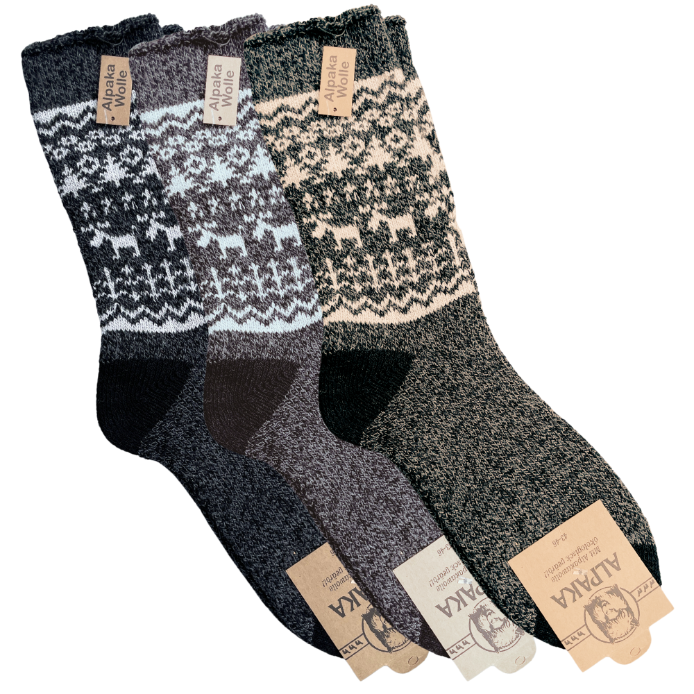 Green-Goose Alpaca Herensokken - 2 Paar - Rendier - 95%