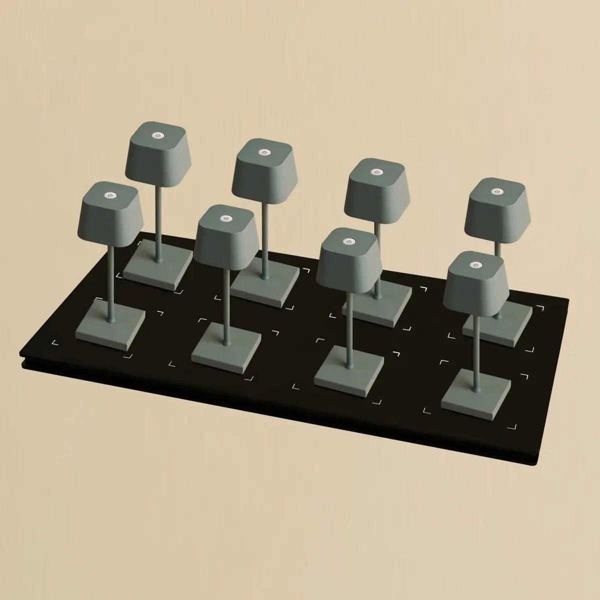 Combiset Professioneel | 8 X Sarphati Mini Mouse Grijs Oplaadbare Tafellampen & Oplaadstation