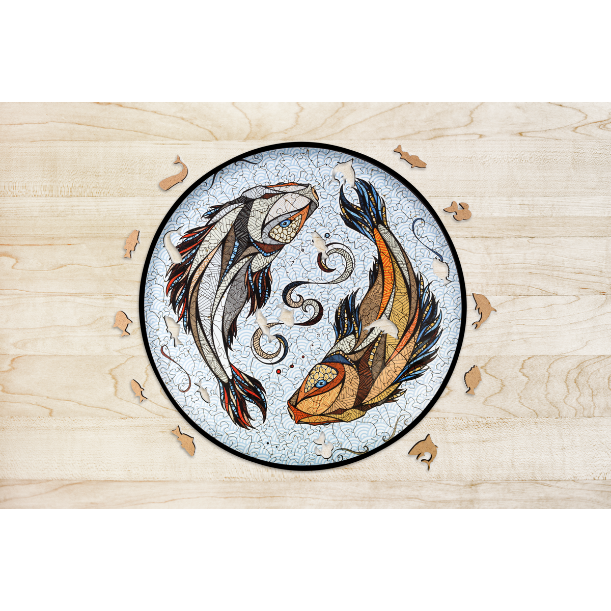 Eco Wood Art (Ewa) Houten Legpuzzel Koi Karper/ Kois Size L, 2192, 39,5X39,5X0,5Cm