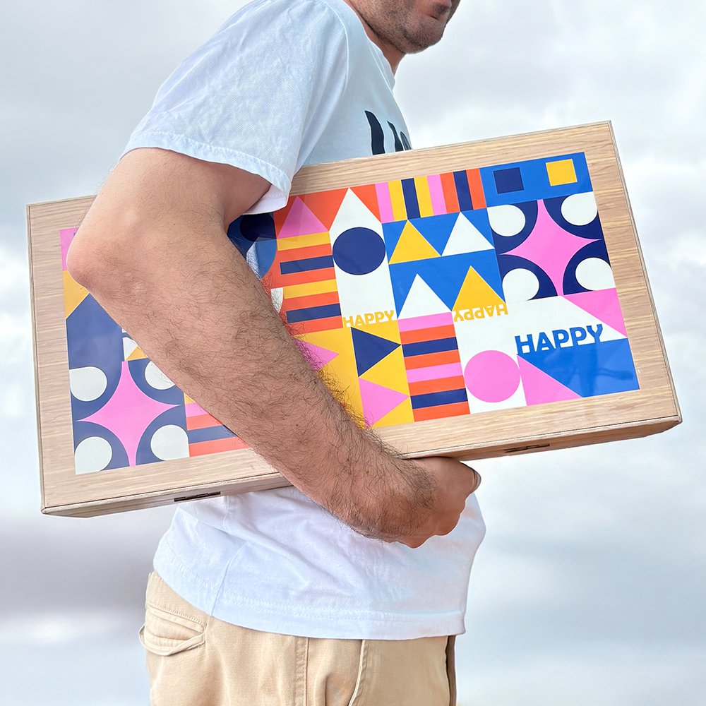 Biggdesign Happy Backgammon-Set | Magnetische Sluiting, Krasbestendig Oppervlak