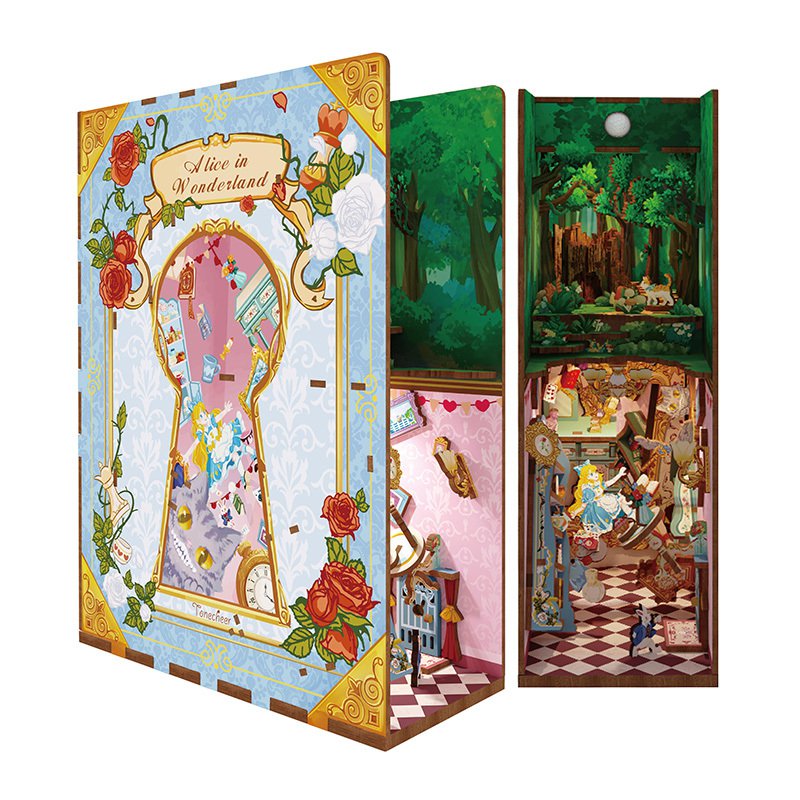 Tonecheer, Diy Book Nook, Alice In Wonderland Bookend, Tq128, 18X8X24,5Cm