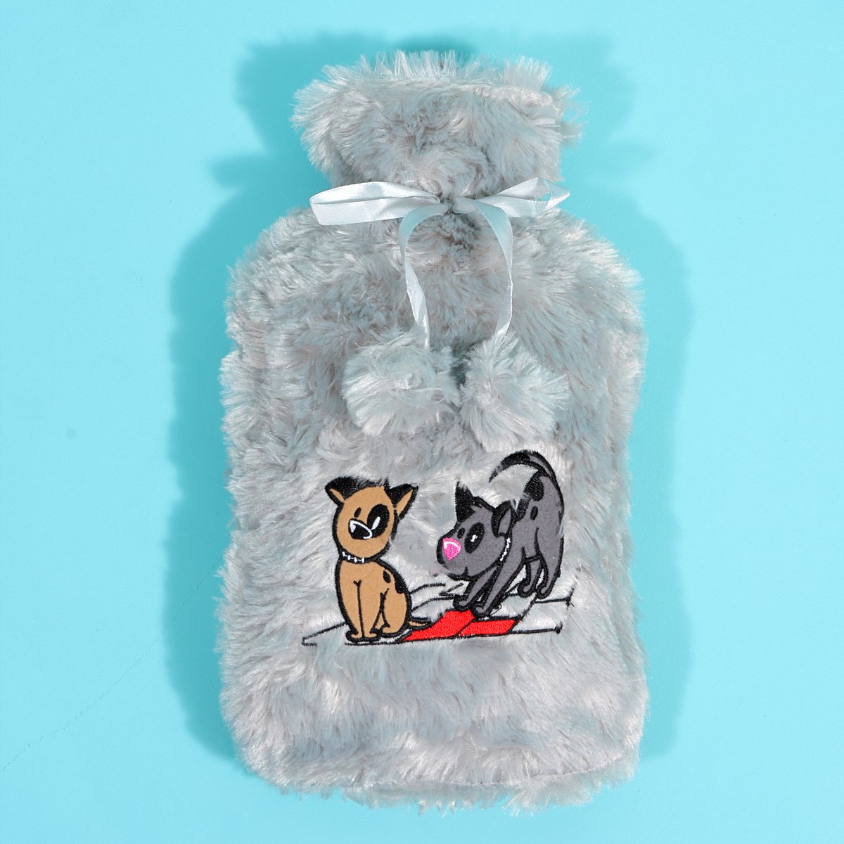 Biggdesign Dogs Grijze Warmwaterkruik Met Zachte Pluche Hoes 68 Oz