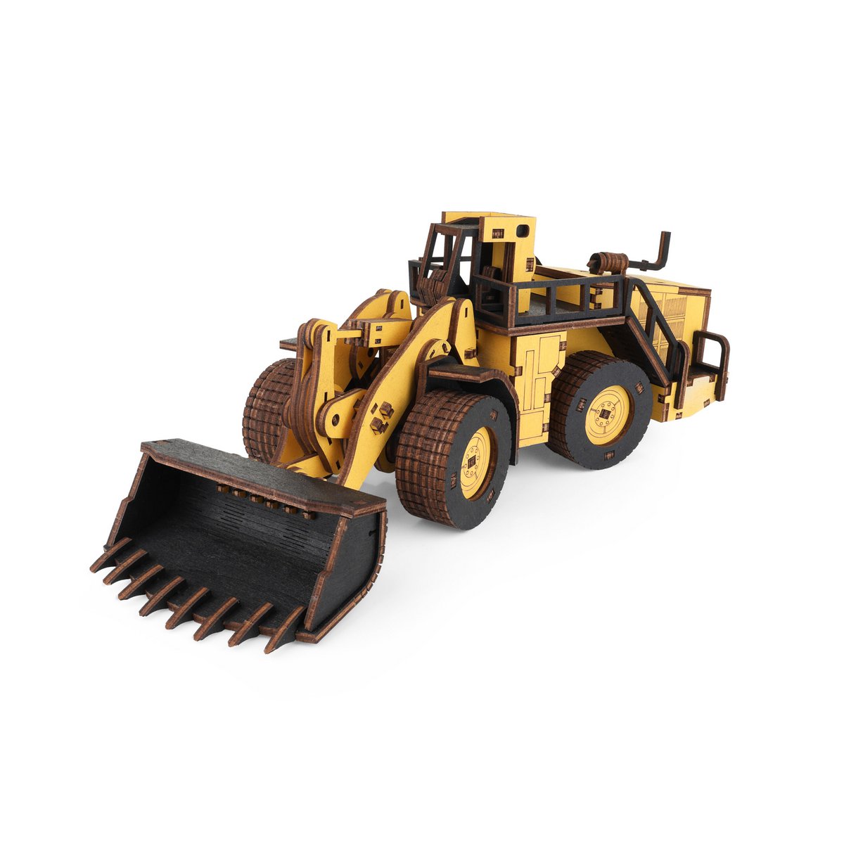 Eco Wood Art (Ewa) 3D Mechanische Houten Puzzel, Loader Belaz 78250, 4134, Kleur Geel, 32,1X10,3X11,6 Cm