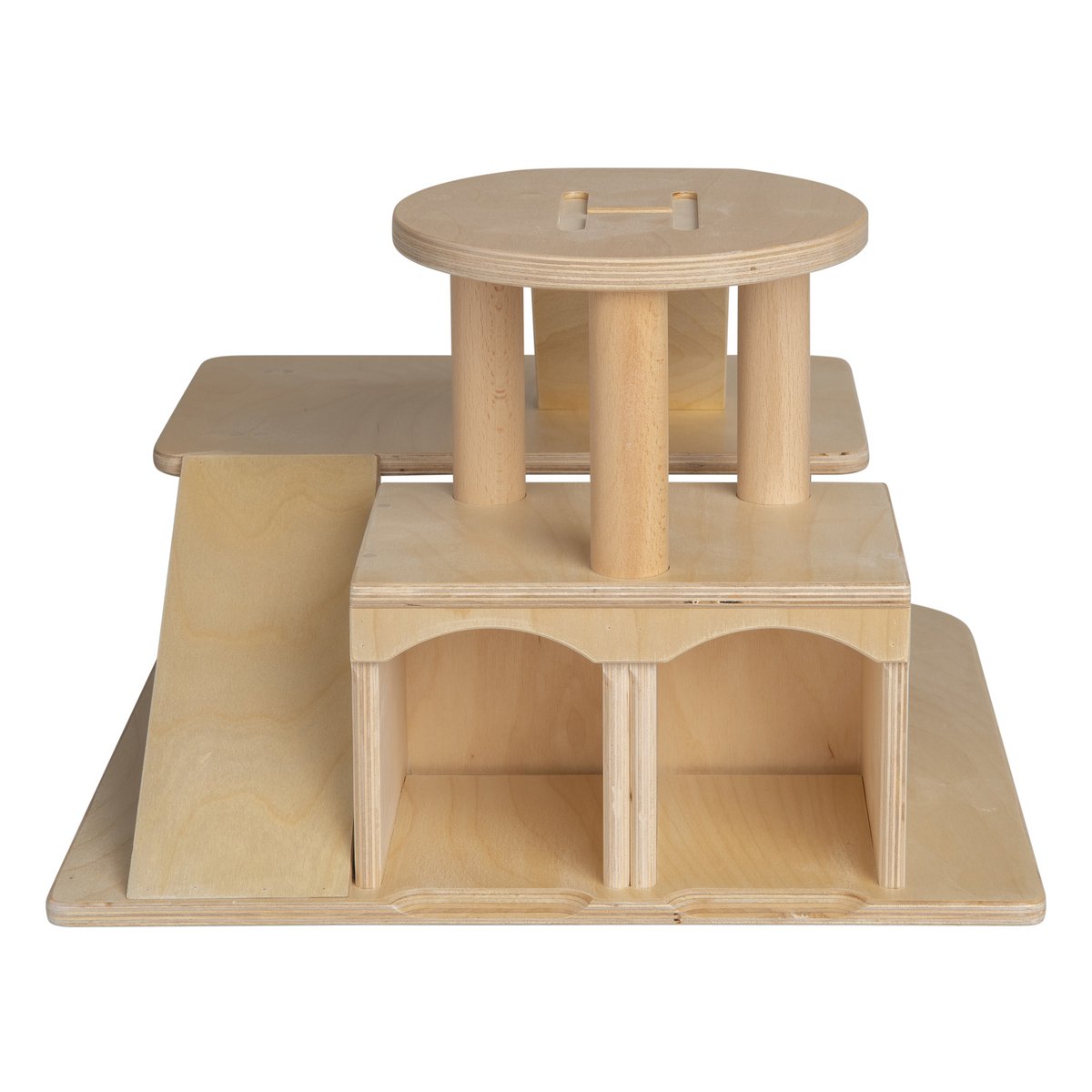 Van Dijk Toys Houten Speelgoed Garage Met Helikopterdek - Naturel (Kinderopvang Kwaliteit)