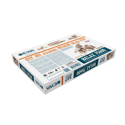 Eco Wood Art (Ewa) 3D Houten Puzzel, Vrachtwagen Belaz 75600, 082, 31X22X15,5Cm