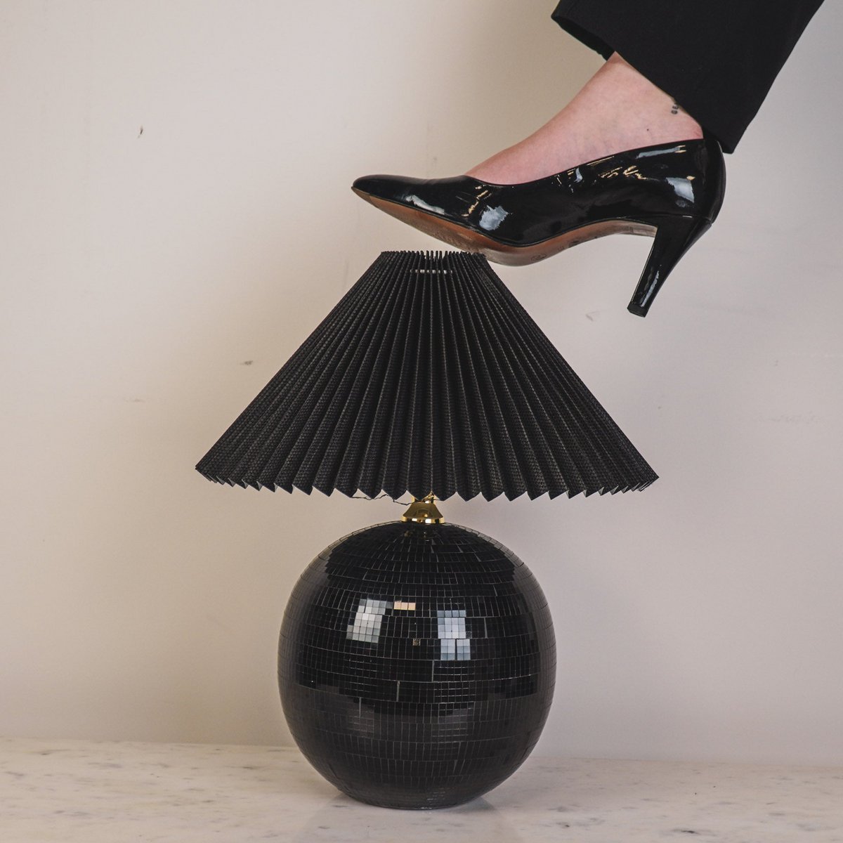 Lamp - Disco Ball -Glas - Zwart - 20X20X20Cm