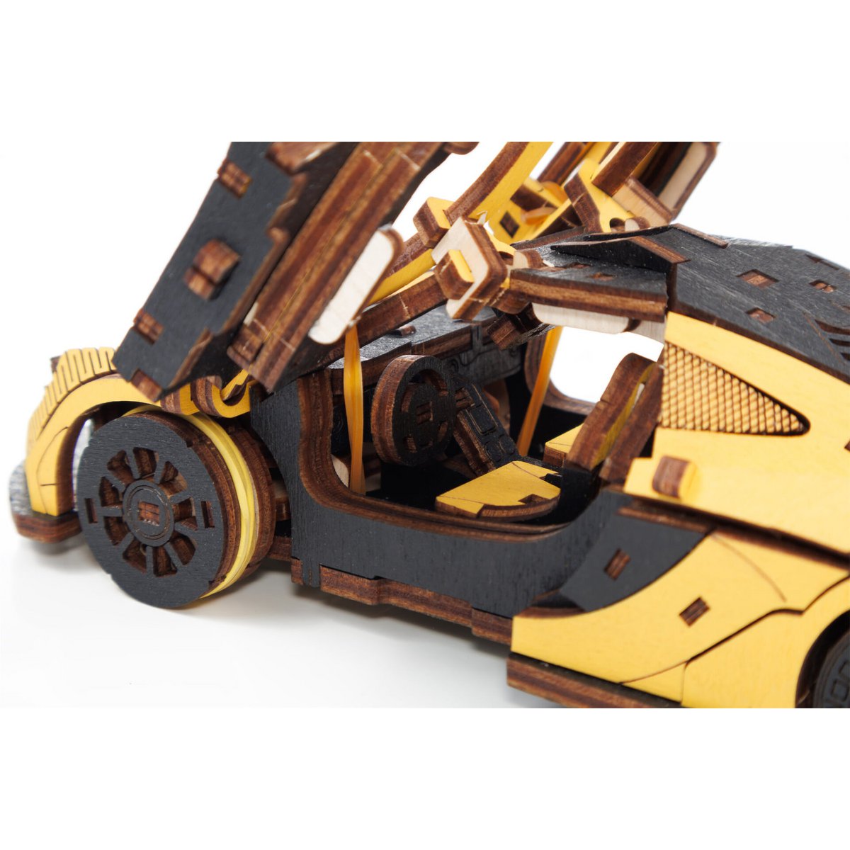 Eco Wood Art, (Ewa) Diy 3D Mechanical Model Racing Car Yelow, 4042, 21X9,5X5,7Cm