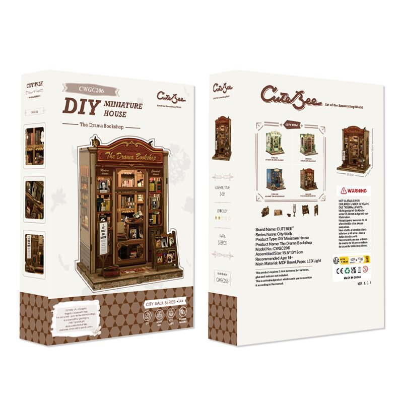 Cutebee, 3D Diy Huisje, The Drama Bookshop, Cwgc206,15,5X16X18Cm