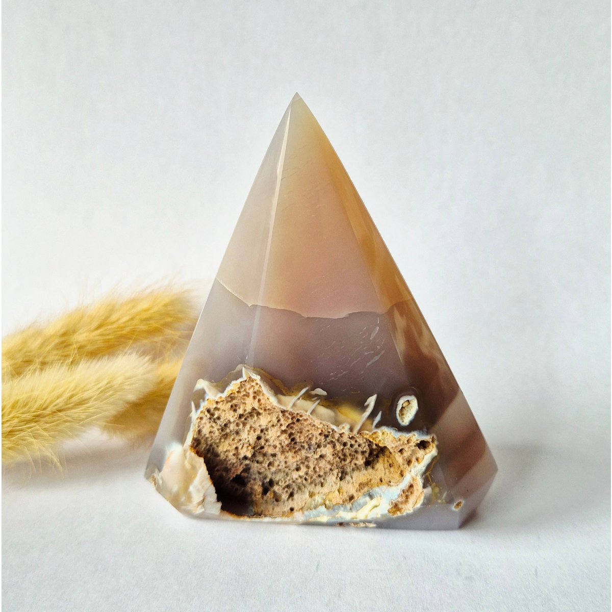 Druzy Grijze Agaat Diamant Staande Edelsteen Kristal - #38 238G