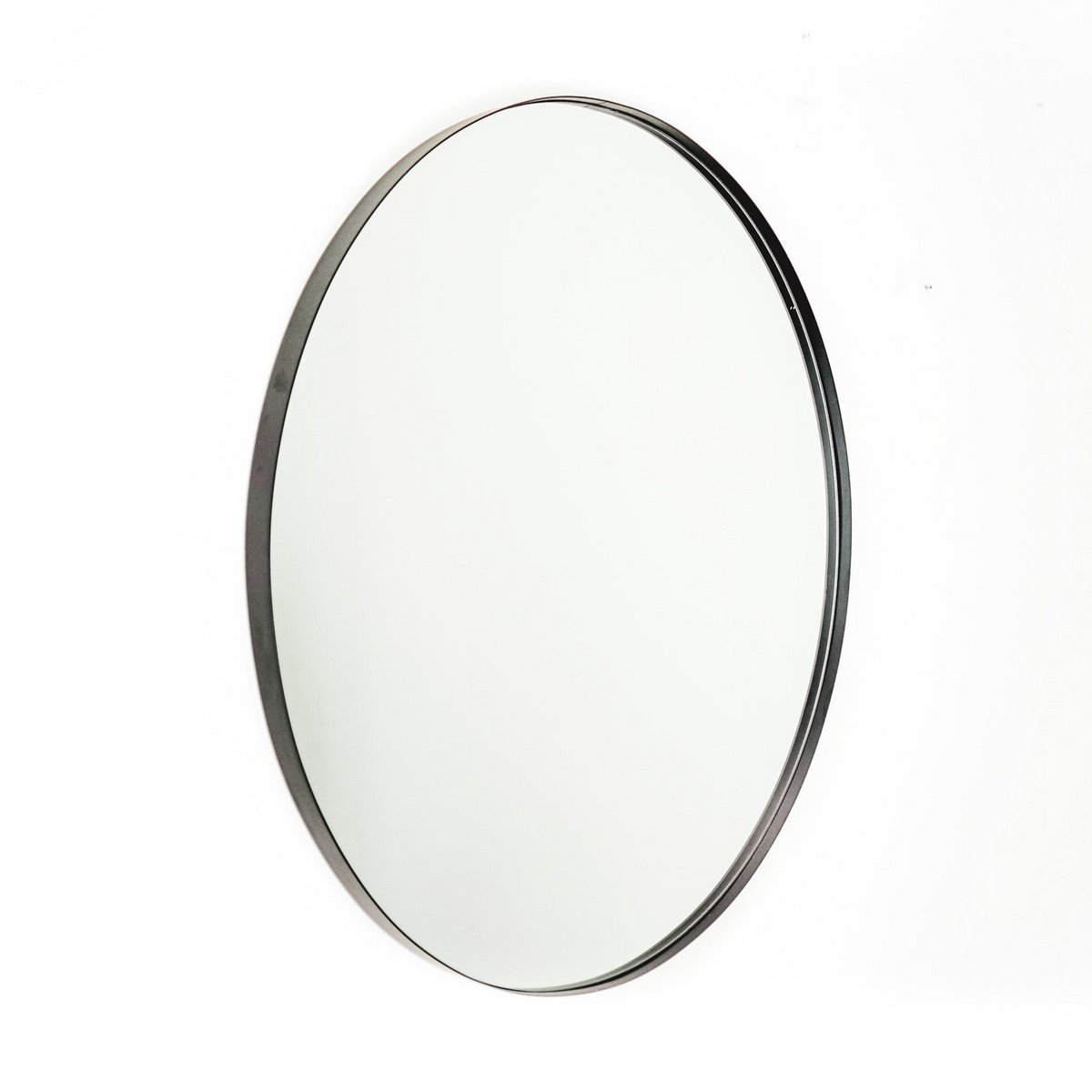 Spiegel - Wandspiegel Rond Ø80 Cm –Metalen Rand - Zwart
