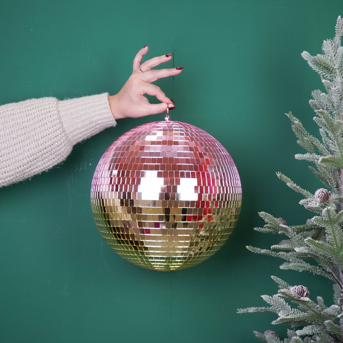 Kerstdecoratie - Kersthanger - Discobal - Foam - Roze/Goud - 30X30X30Cm