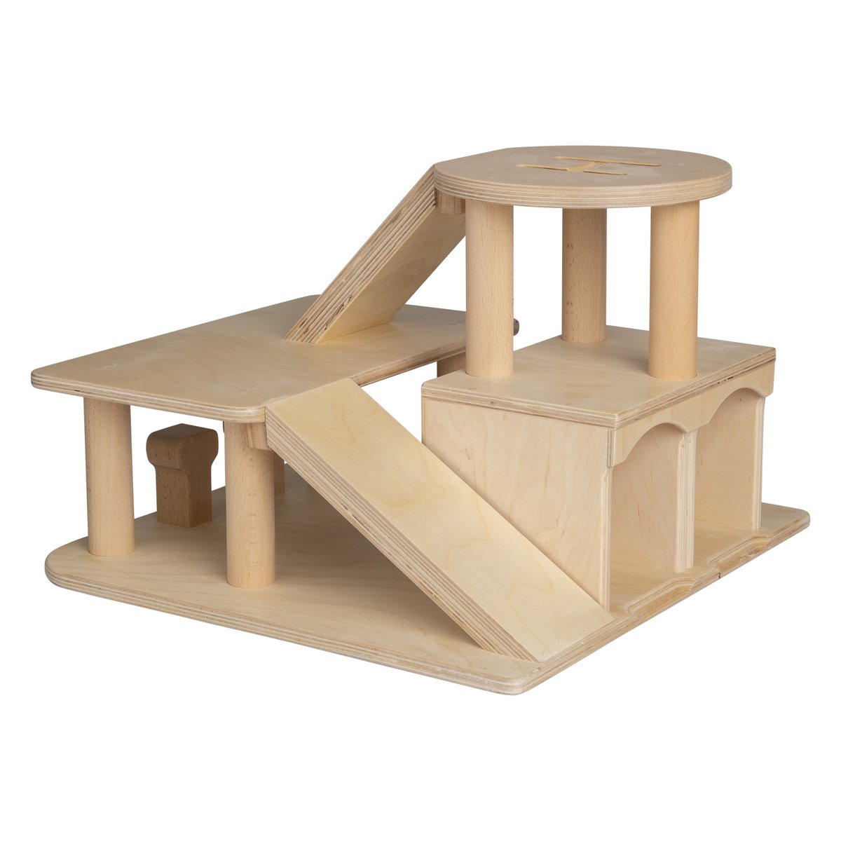 Van Dijk Toys Houten Speelgoed Garage Met Helikopterdek - Naturel (Kinderopvang Kwaliteit)