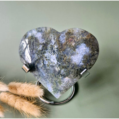 Druzy Mosagaat Hart Op Metalen Standaard – Perfect Voor Valentijn #19 228Gram