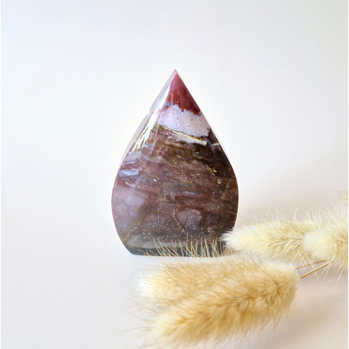 Ocean Jasper - Druzy Druppelvormige Drop Staande Edelsteen Kristal - A. 9X6Cm 219Gram Oceaan Jaspis