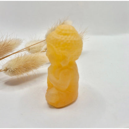 Edelsteen Gele Calciet Buddha 5Cm