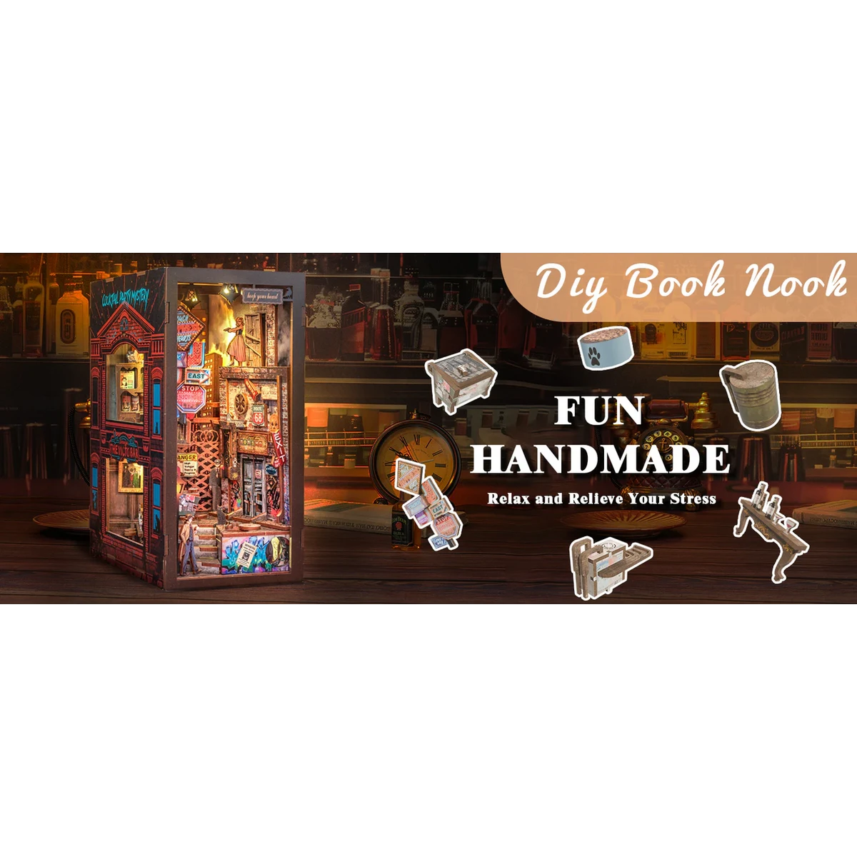 Cutebee, Diy Booknook, The Long Goodby, Bn02B, 18X11X23Cm