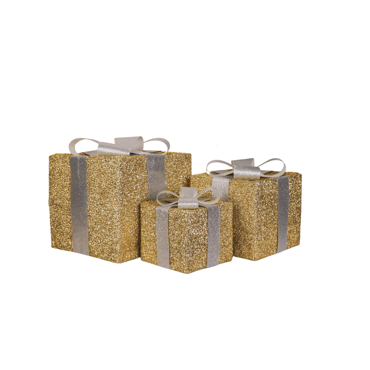 Led Xmas Gift - S3 - Polysenee - Gold/Silver -15/20/25Cm