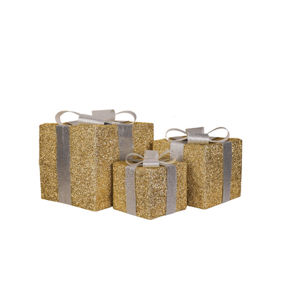 Led Xmas Gift - S3 - Polysenee - Gold/Silver -15/20/25Cm