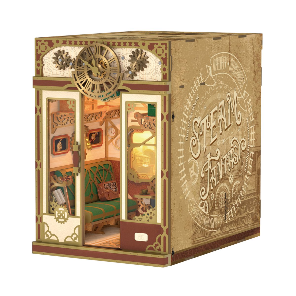 Tonecheer, Diy Book Nook, Trein Cabine/Train Cabine, Steam Fantasy, Tq442, 15,8X22,4X22,5Cm