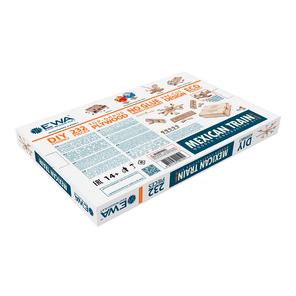 Eco Wood Art (Ewa) 3D Houten Meganische Puzzel, Dominospelvariant Mexican Train, 1591,25,3X24,8X7,3Cm